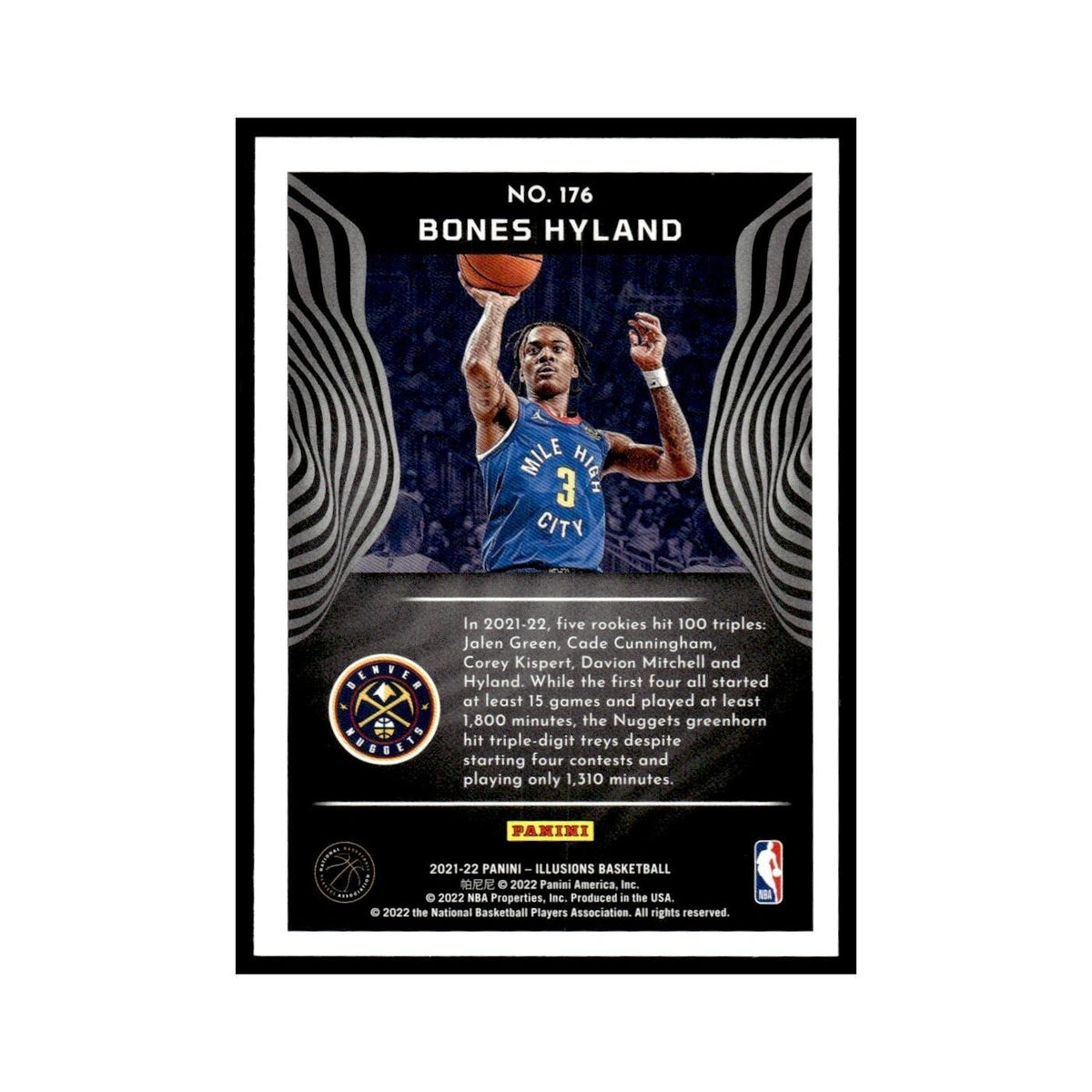 Bones Hyland Rookie 2021 Panini Illusions #176 Denver Nuggets Basketball Card NM