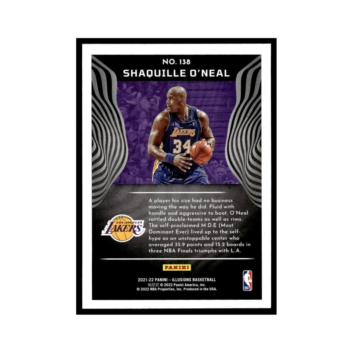 Shaquille O'Neal 2021 Panini Illusions #138 Los Angeles Lakers NM
