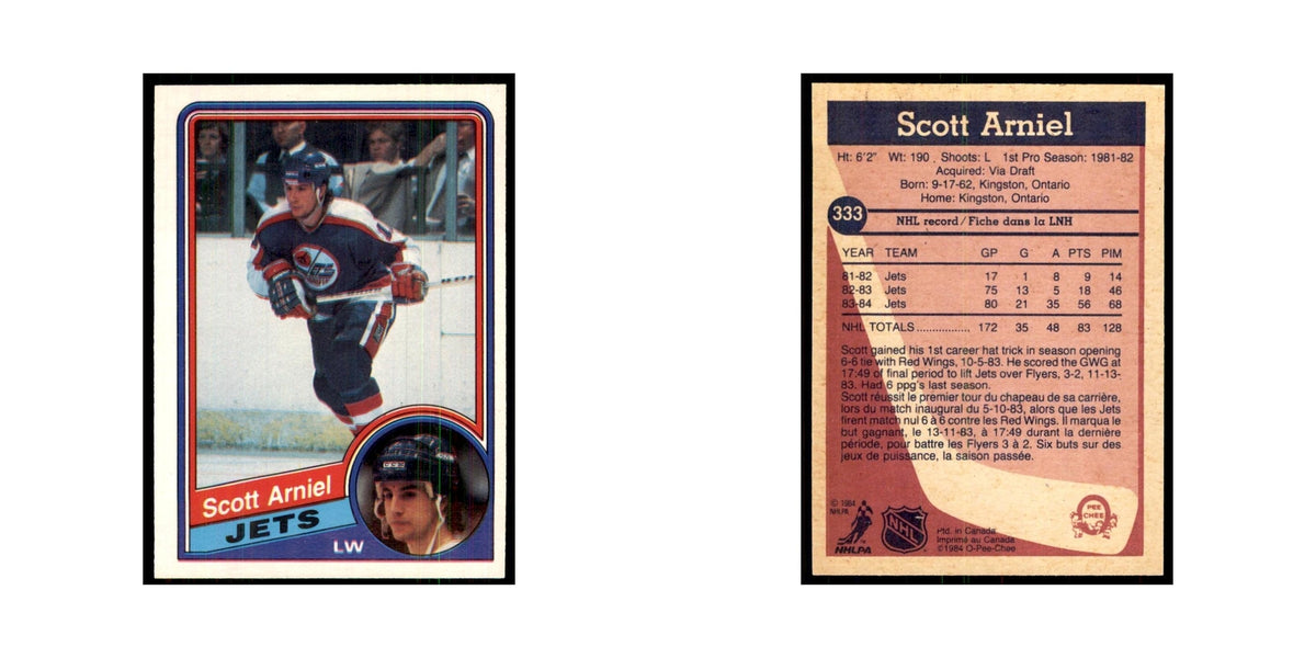 1984 O-Pee-Chee Scott Arniel Winnipeg Jets #333