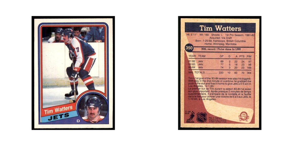 1984 O-Pee-Chee Tim Watters Winnipeg Jets #350