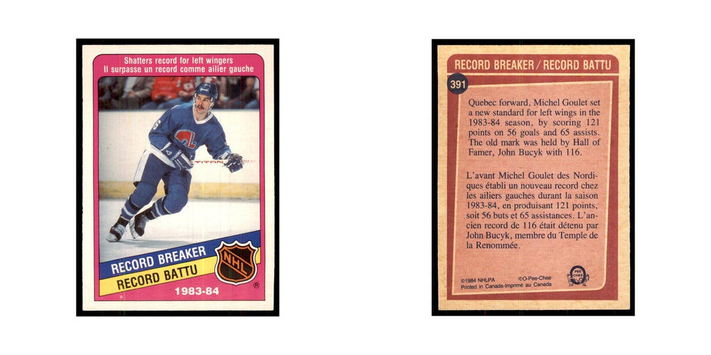 1984 O-Pee-Chee Michel Goulet Quebec Nordiques #391