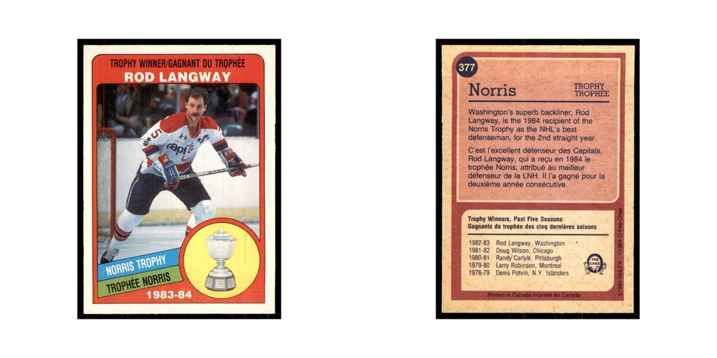 1984 O-Pee-Chee Rod Langway Washington Capitals #377