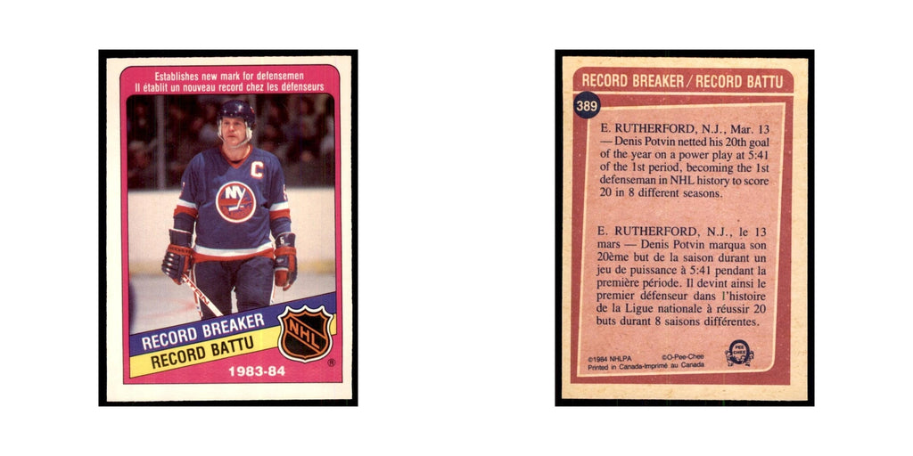 1984 O-Pee-Chee Denis Potvin New York Islanders #389