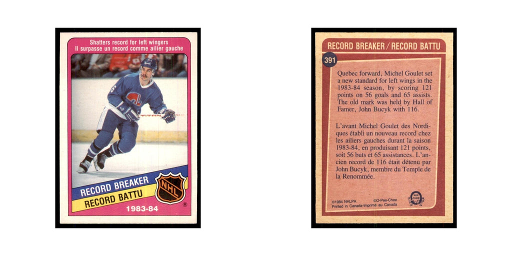 1984 O-Pee-Chee Michel Goulet Quebec Nordiques #391