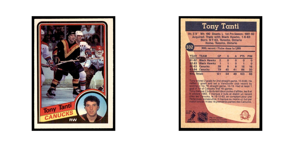 1984 O-Pee-Chee Tony Tanti Vancouver Canucks #332