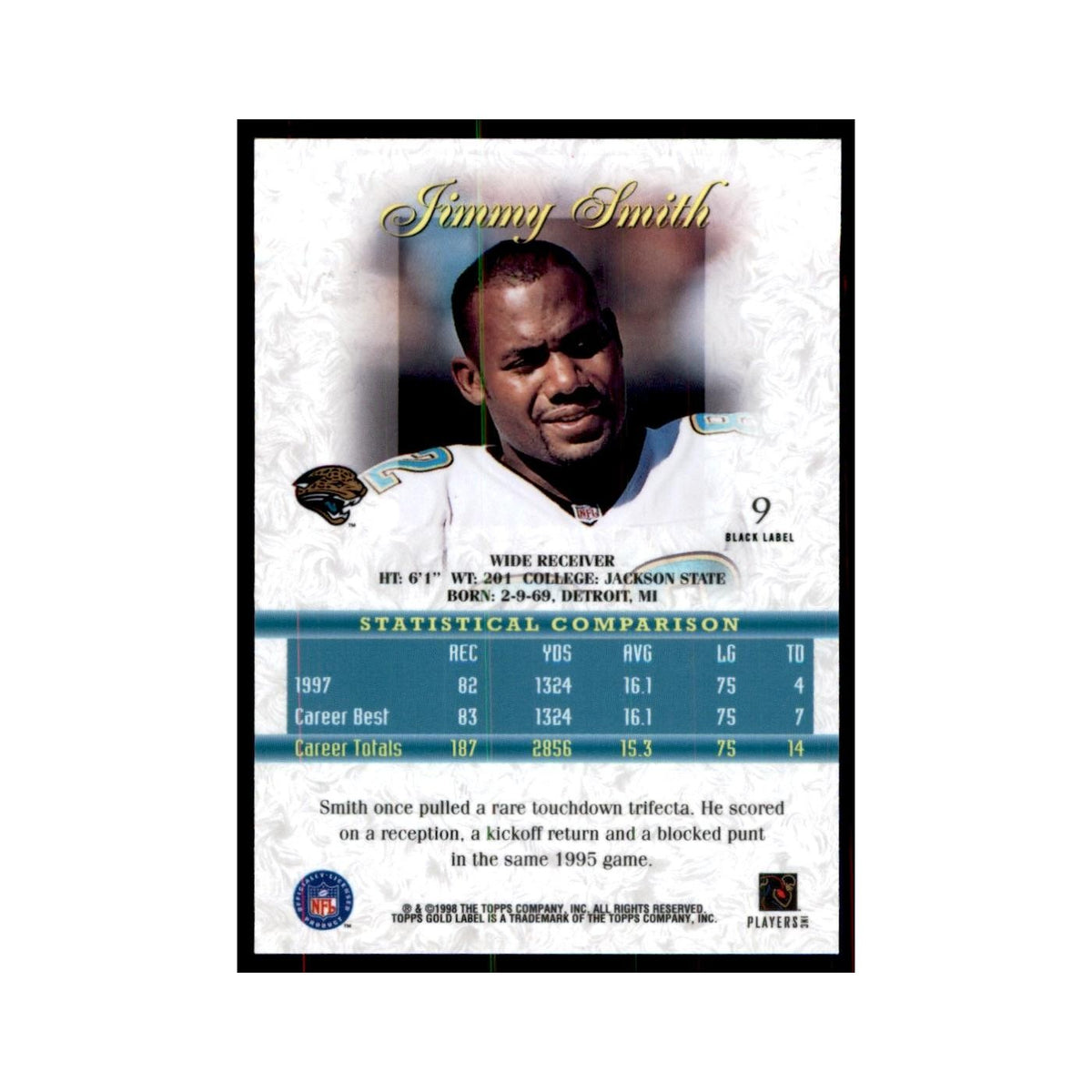 1998 Topps Gold Label Jimmy Smith Football Cards #9