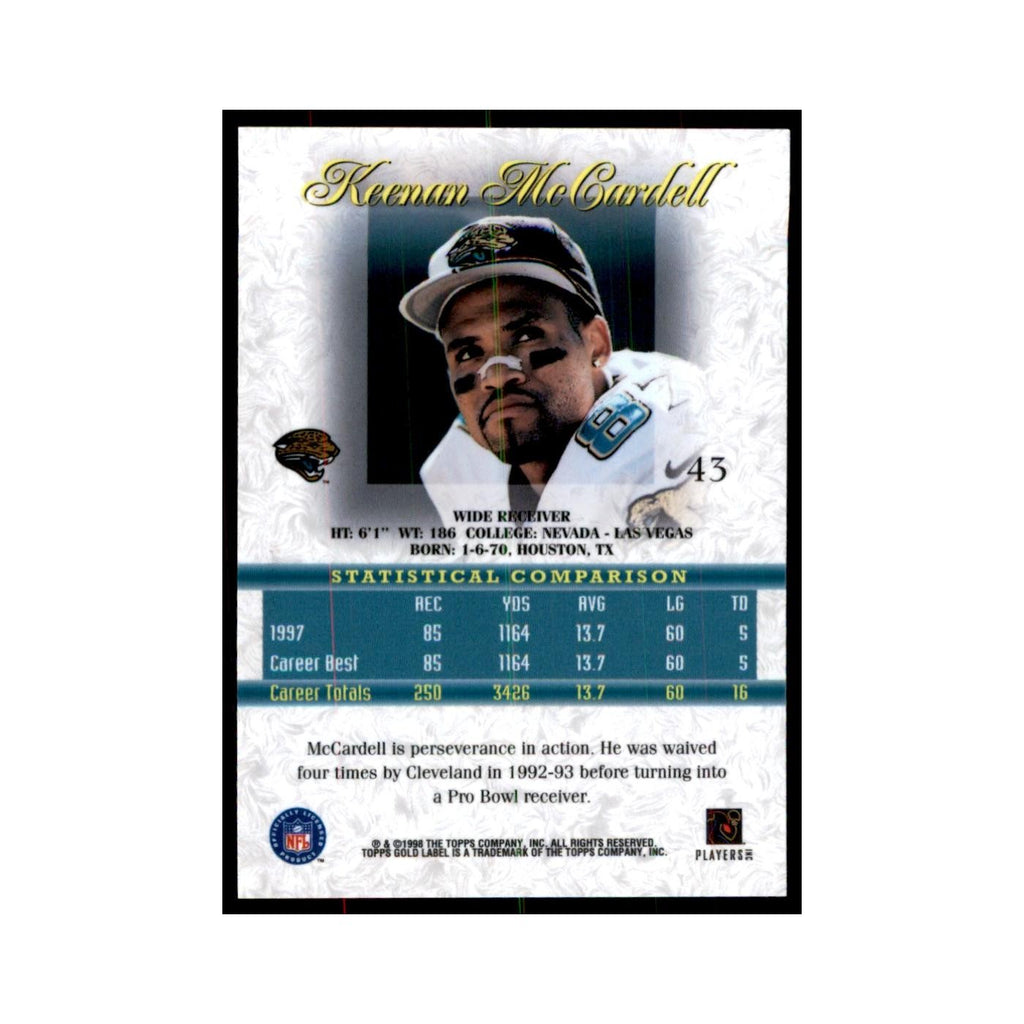 1998 Topps Gold Label Keenan McCardell Football Cards #43