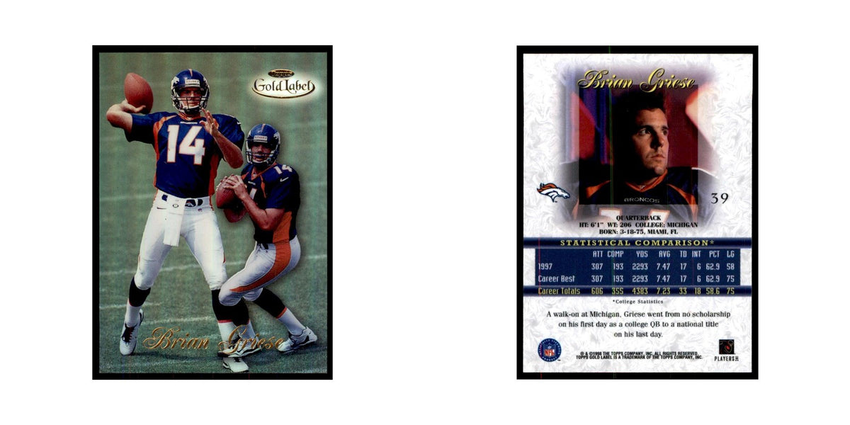 1998 Topps Gold Label Brian Griese Football Cards #39