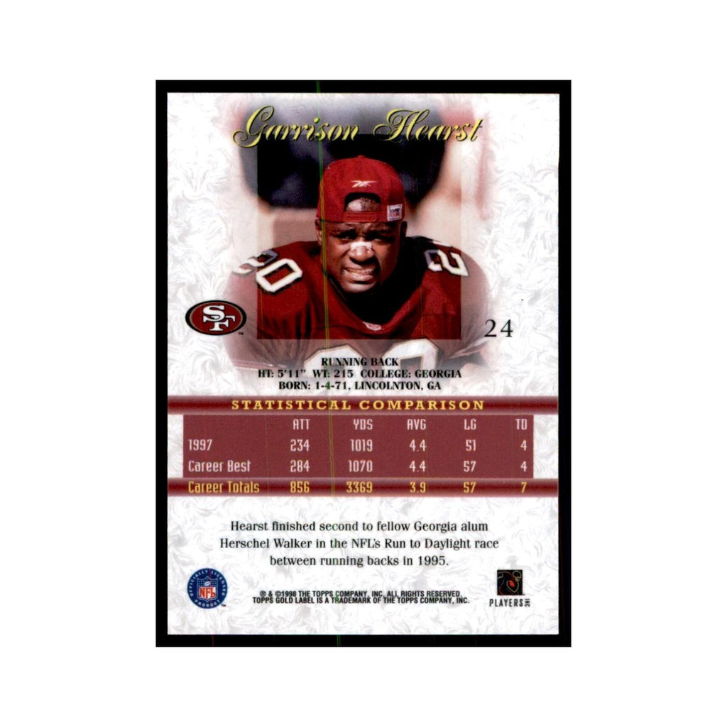 1998 Topps Gold Label Garrison Hearst Football Cards #24