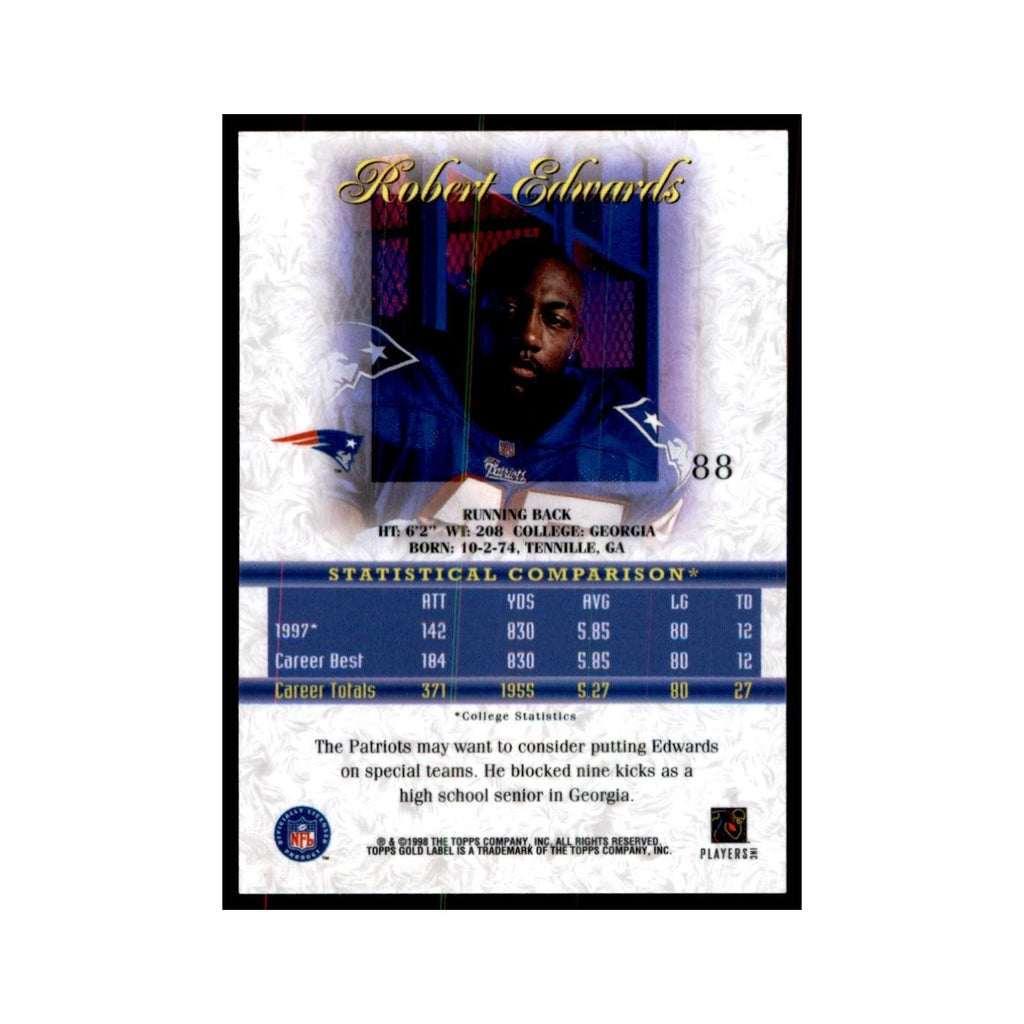1998 Topps Gold Label Robert Edwards Football Cards #88