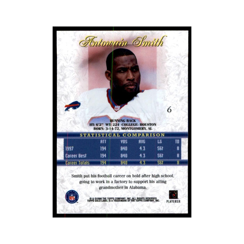 1998 Topps Gold Label Antowain Smith Football Cards #6