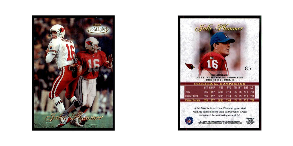 1998 Topps Gold Label Jake Plummer Football Cards #85