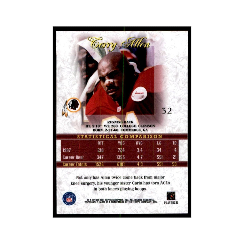 1998 Topps Gold Label Terry Allen Football Cards #32