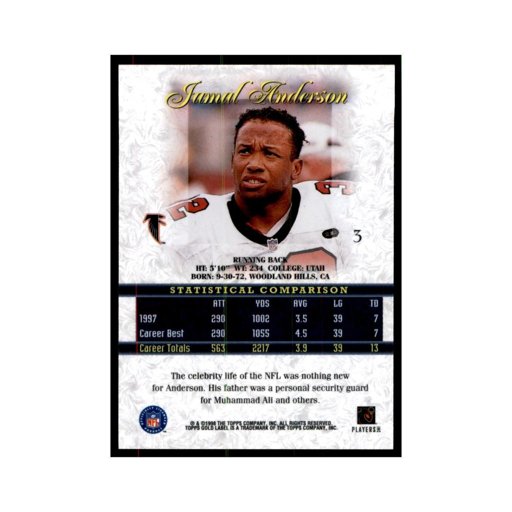 1998 Topps Gold Label Jamal Anderson Football Cards #3