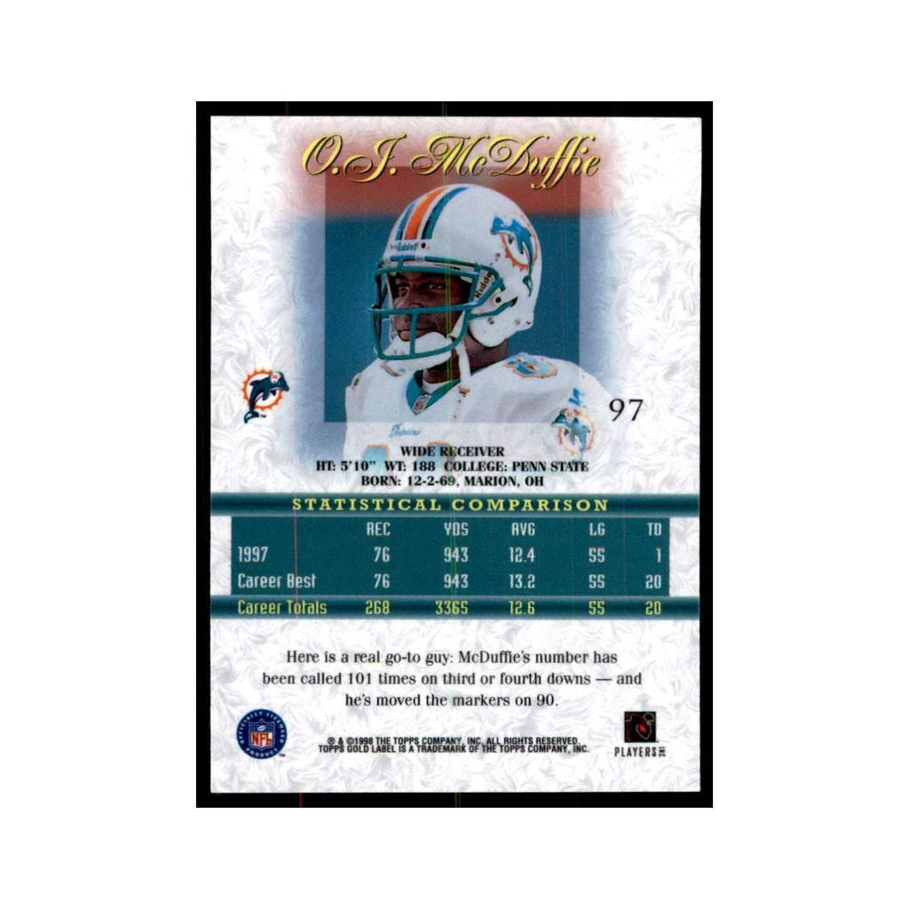 1998 Topps Gold Label O.J. McDuffie Football Cards #97