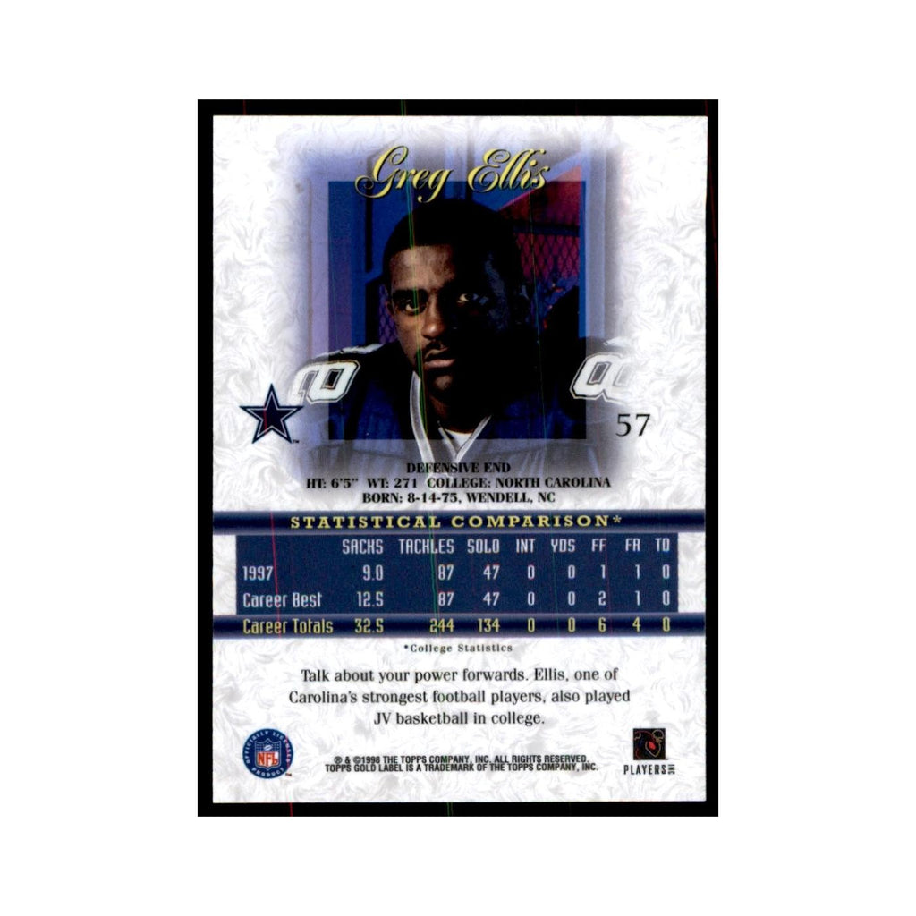 1998 Topps Gold Label Grg Ellis Football Cards #57