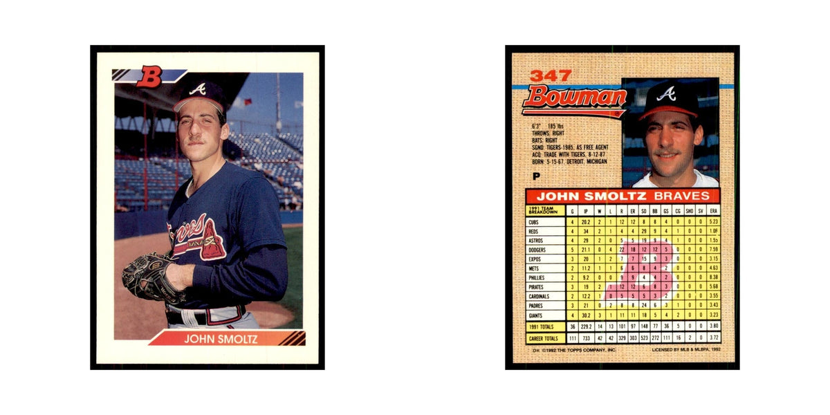 1992 Bowman John Smoltz Baseball Cards #347