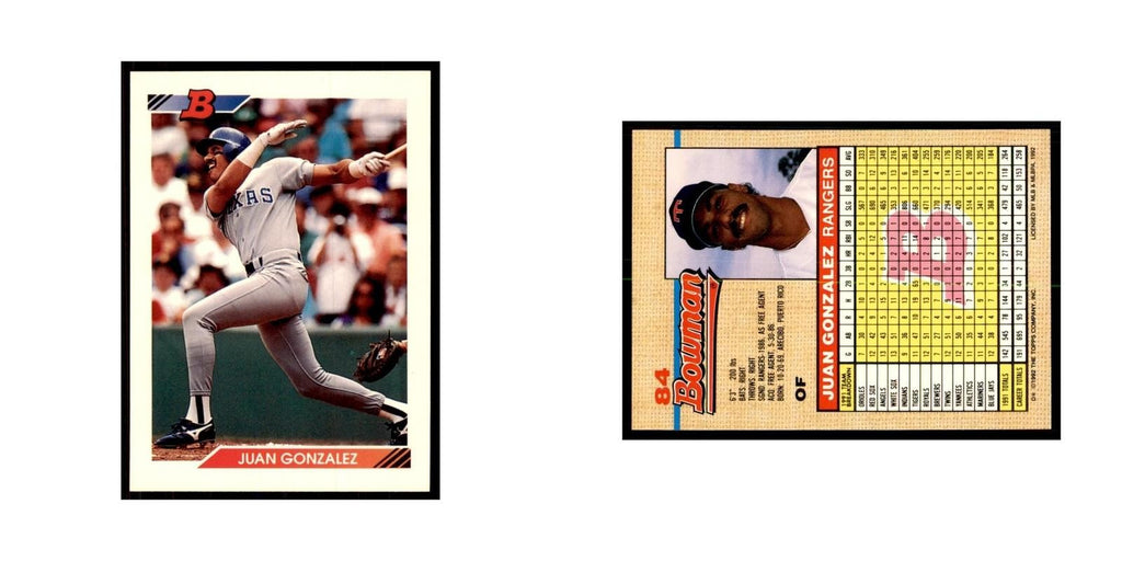 1992 Bowman Juan Gonzalez Baseball Cards #84