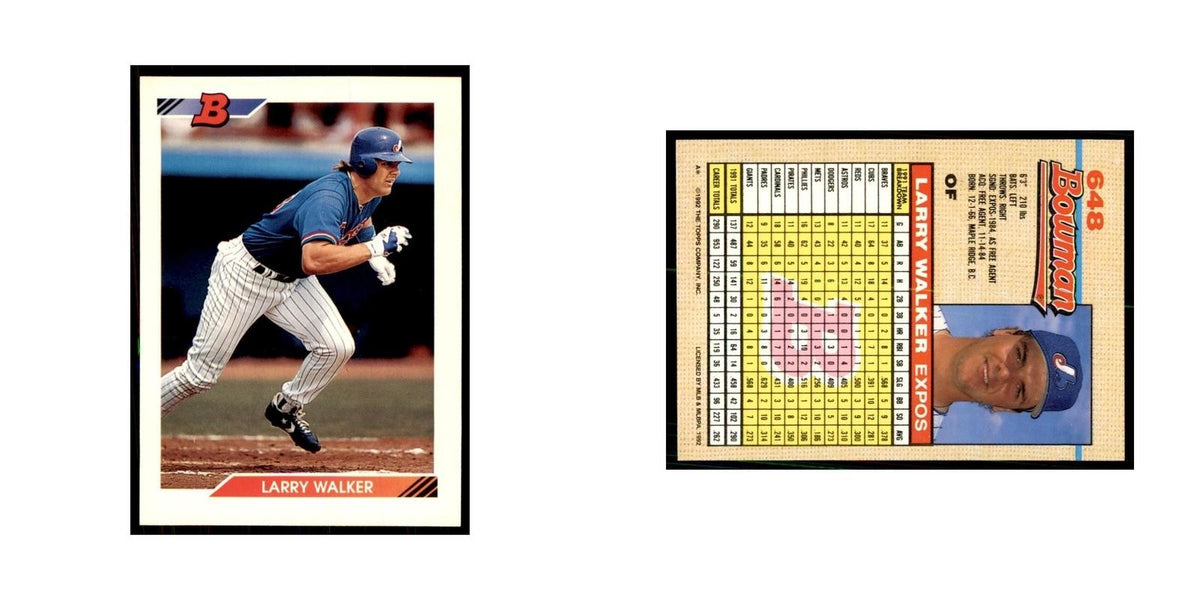 1992 Bowman Larry Walker Baseball Cards #648