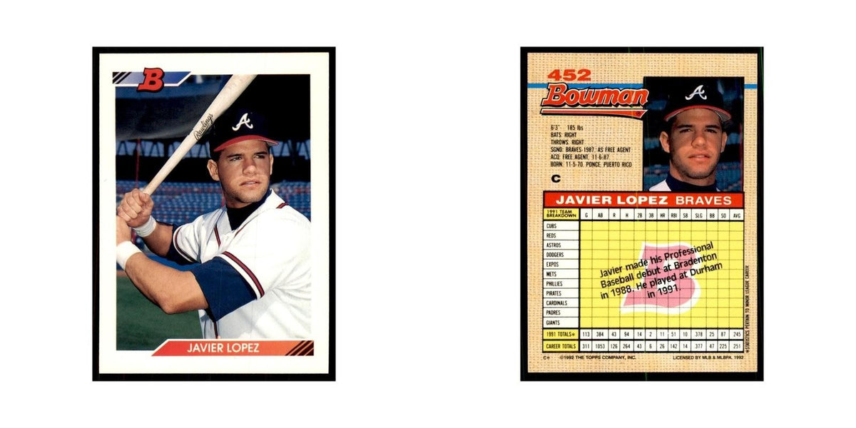 1992 Bowman Javier Lopez Baseball Cards #452