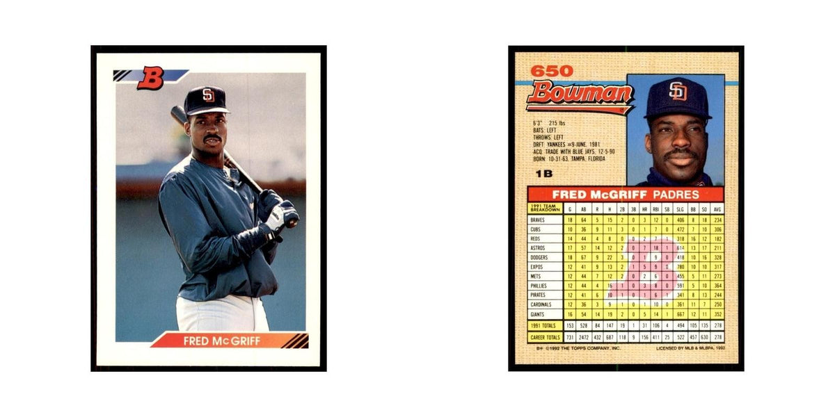 1992 Bowman Fred McGriff Baseball Cards #650