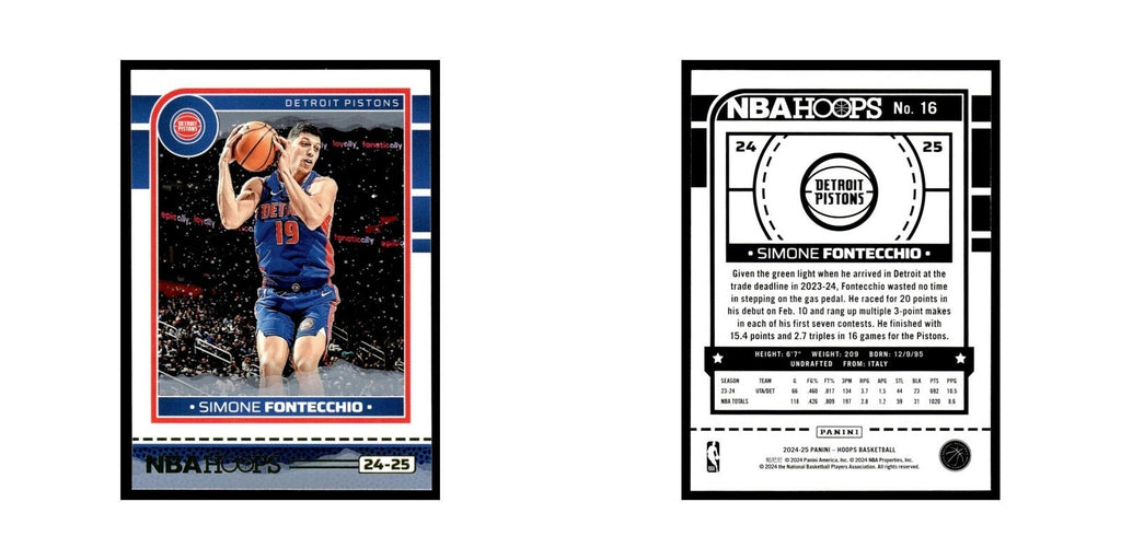 Simone Fontecchio 2024 NBA Hoops #16 Detroit Pistons Basketball Card NM