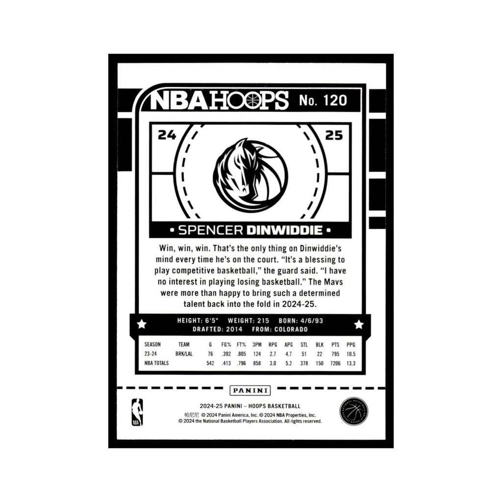 Spencer Dinwiddie 2024 NBA Hoops #120 Dallas Mavericks Basketball Card NM