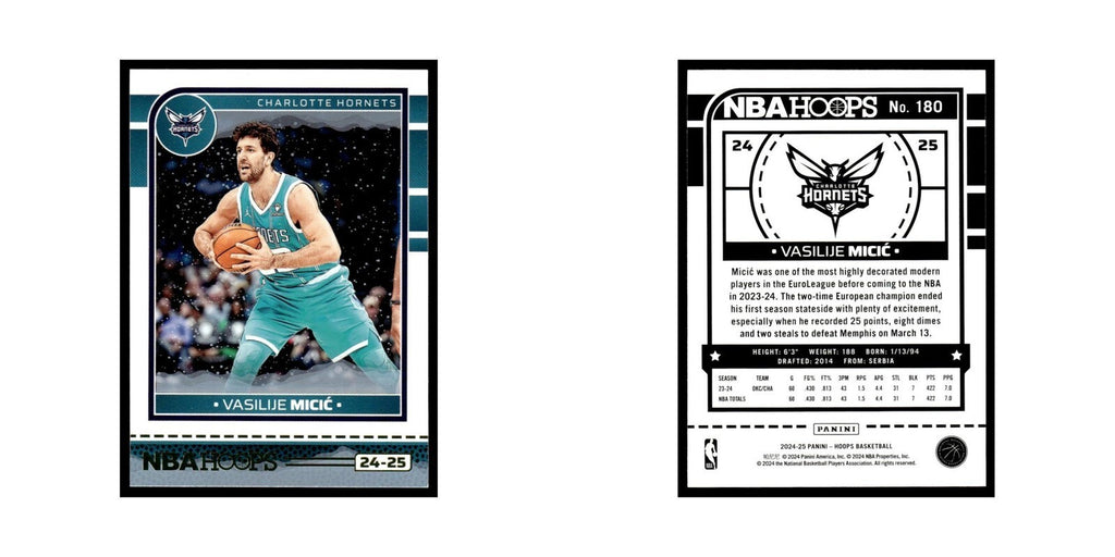 Vasilije Micic 2024 NBA Hoops #180 Charlotte Hornets Basketball Card NM