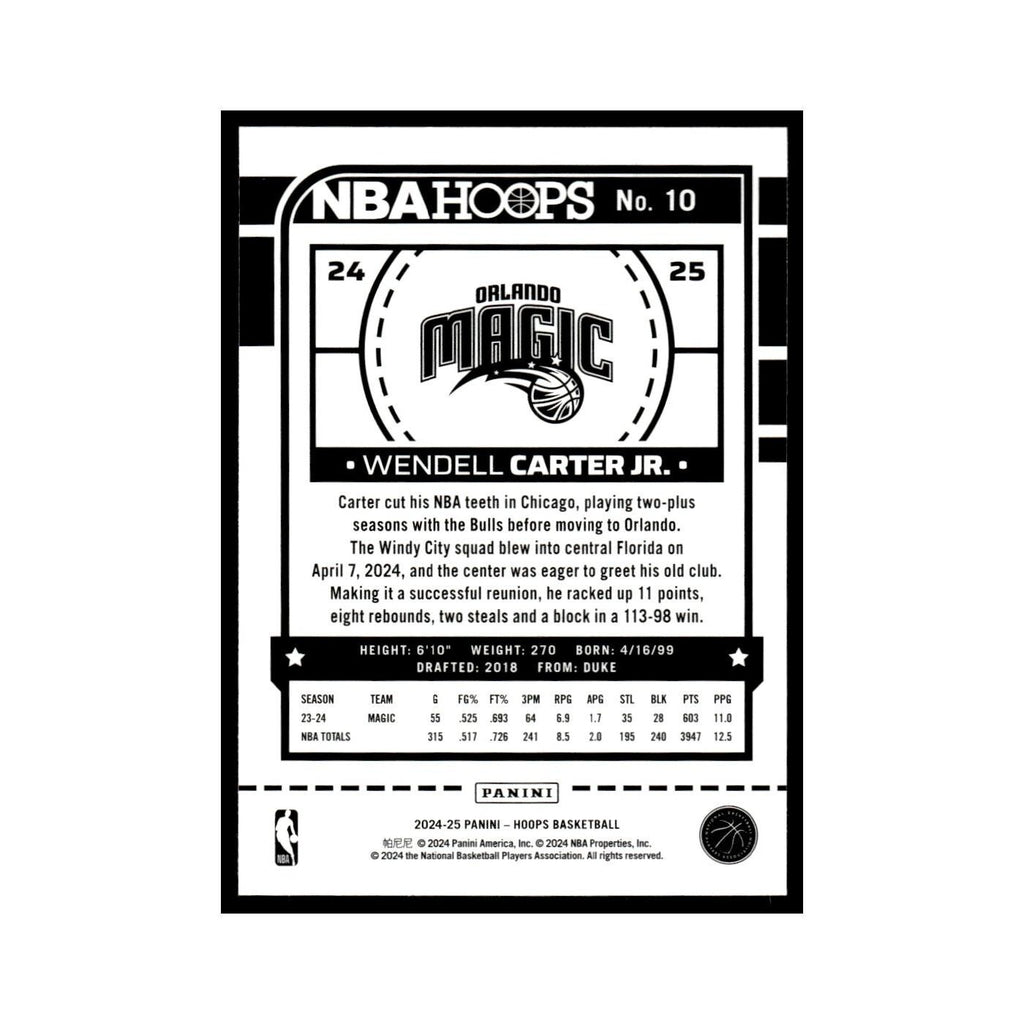 Wendell Carter Jr. 2024 NBA Hoops #10 Orlando Magic Basketball Card NM