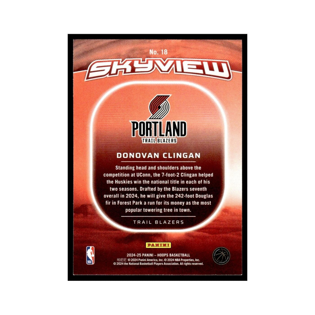 Donovan Clingan Rookie 2024 NBA Hoops #18 Portland Trail Blazers NM
