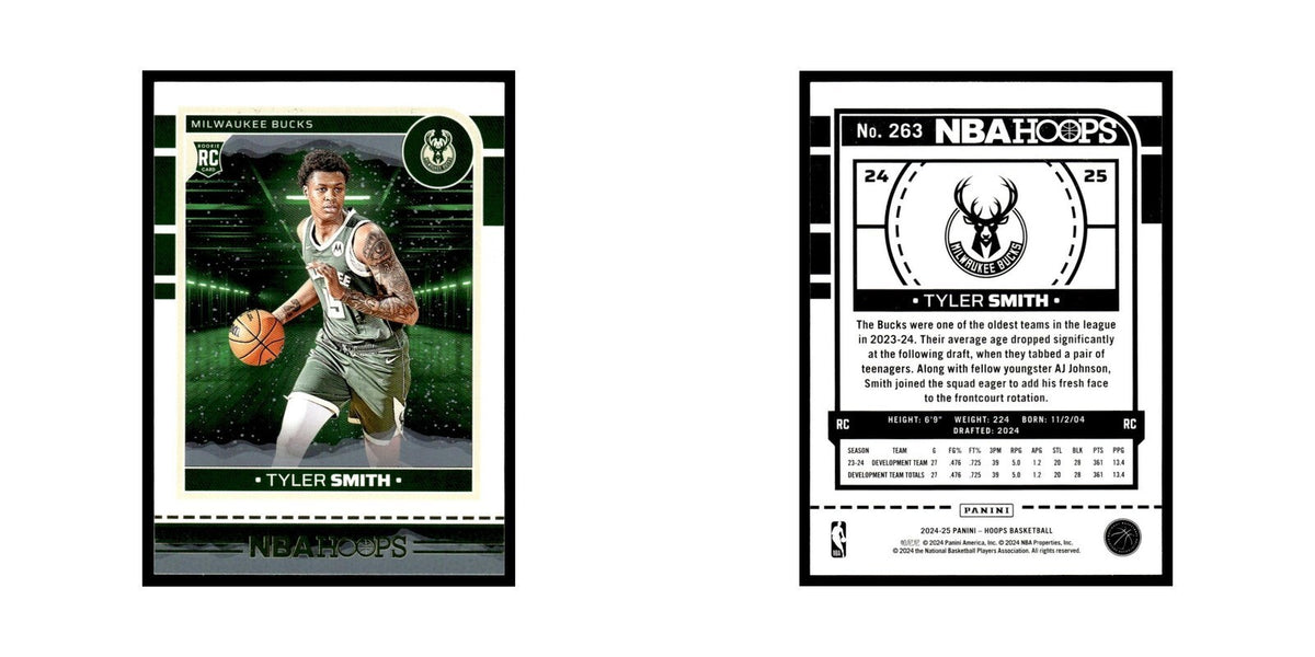 Tyler Smith Rookie 2024 NBA Hoops #263 Milwaukee Bucks Basketball Card NM