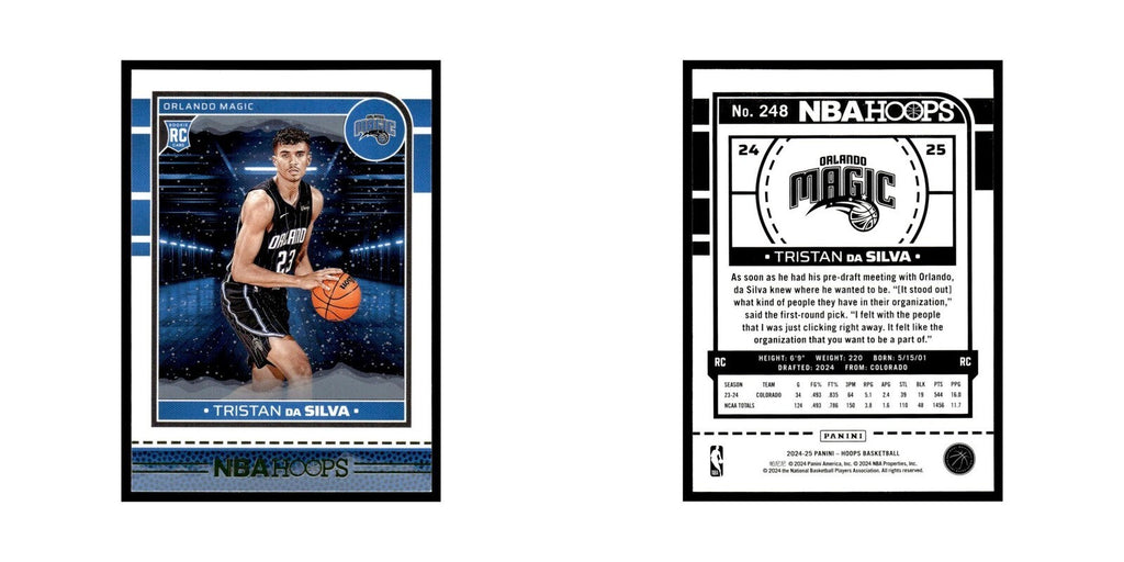 Tristan da Silva Rookie 2024 NBA Hoops #248 Orlando Magic Basketball Card NM