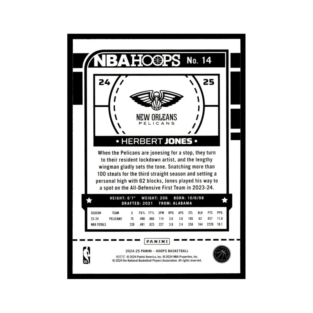 Herbert Jones 2024 NBA Hoops #14 New Orleans Pelicans Basketball Card NM