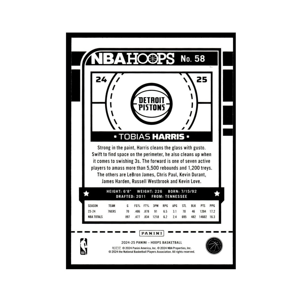 Tobias Harris 2024 NBA Hoops #58 Detroit Pistons Basketball Card NM