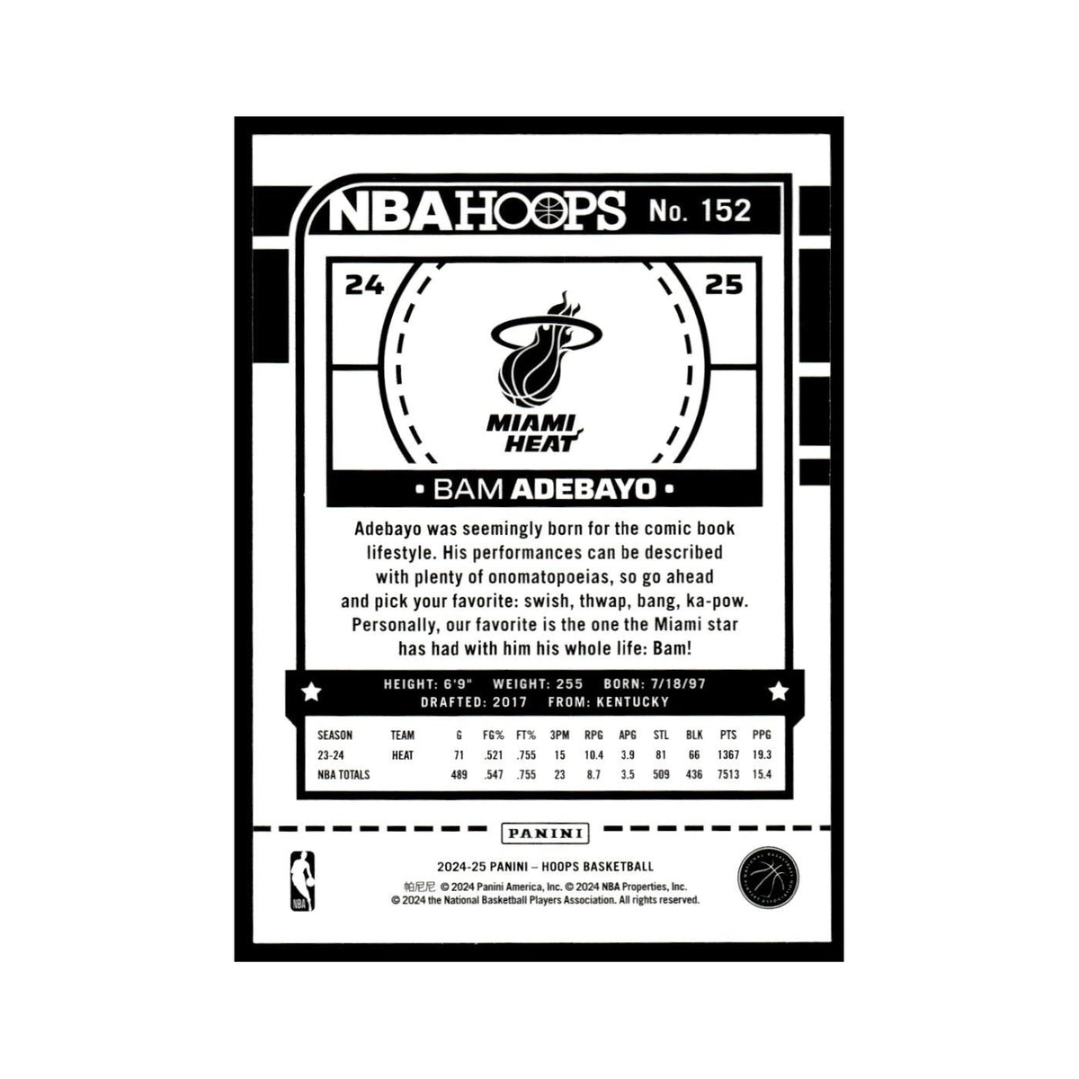 Bam Adebayo 2024 NBA Hoops #152 Miami Heat Basketball Card NM
