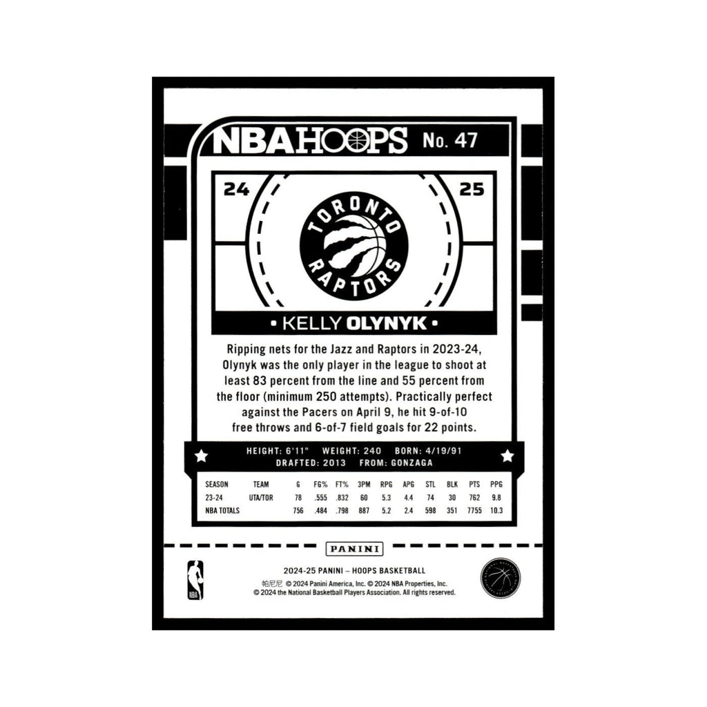 Kelly Olynyk 2024 NBA Hoops #47 Toronto Raptors Basketball Card NM