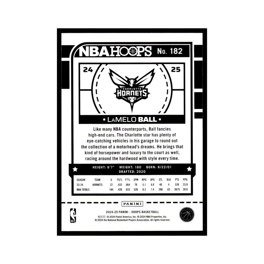 LaMelo Ball 2024 NBA Hoops #182 Charlotte Hornets Basketball Card NM