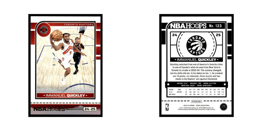 Immanuel Quickley 2024 NBA Hoops #123 Toronto Raptors Basketball Card NM