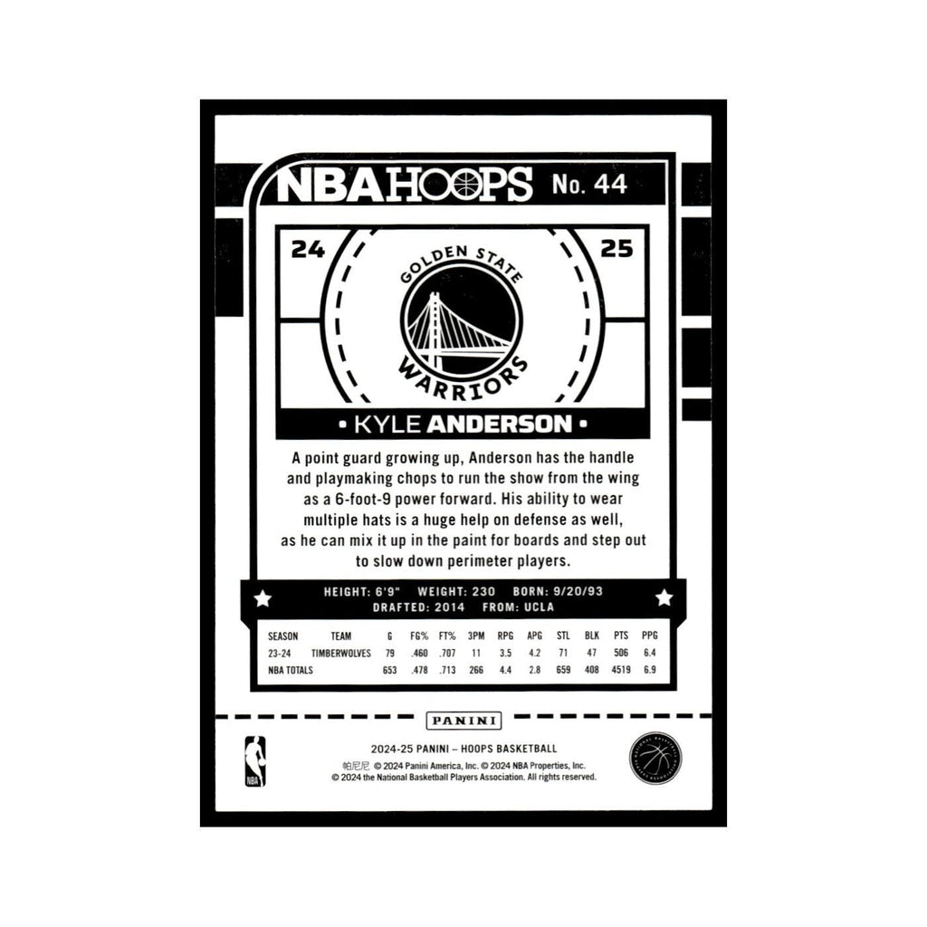 Kyle Anderson 2024 NBA Hoops #44 Golden State Warriors Basketball Card NM