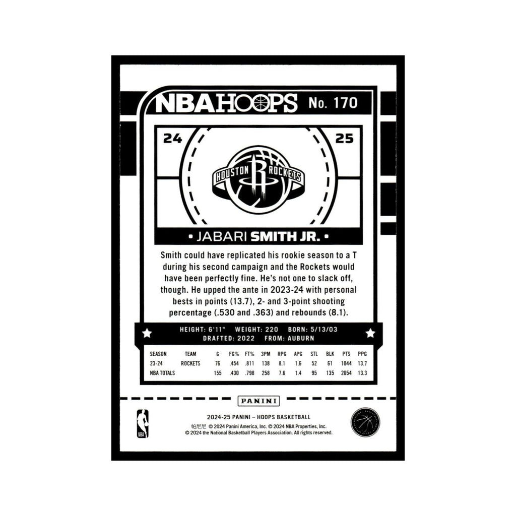 Jabari Smith Jr. 2024 NBA Hoops #170 Houston Rockets Basketball Card NM
