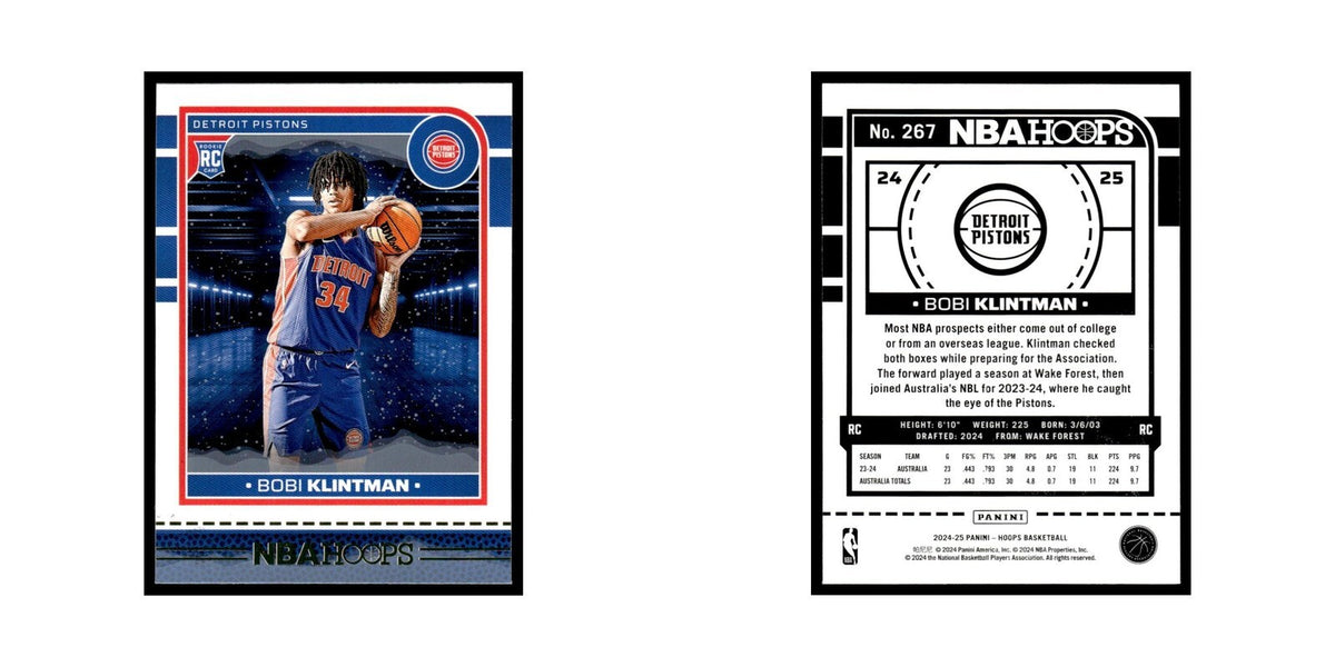 Bobi Klintman Rookie 2024 NBA Hoops #267 Detroit Pistons Basketball Card NM