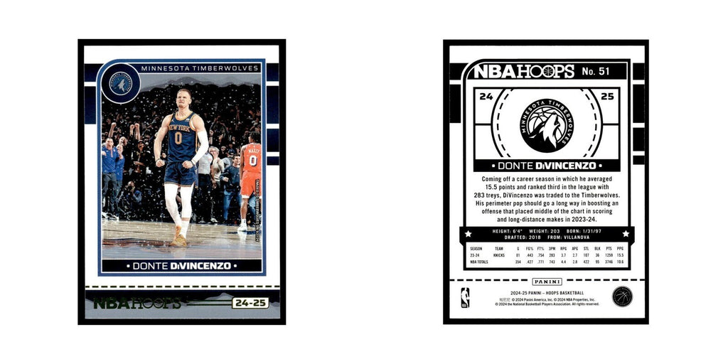 Donte DiVincenzo 2024 NBA Hoops #51 Minnesota Timberwolves Basketball Card NM