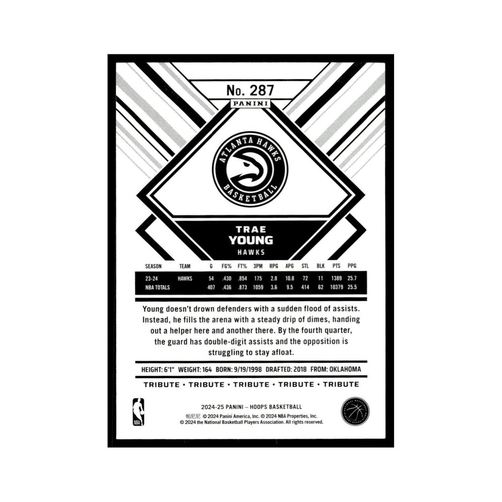 Trae Young 2024 NBA Hoops #287 Atlanta Hawks Basketball Card NM
