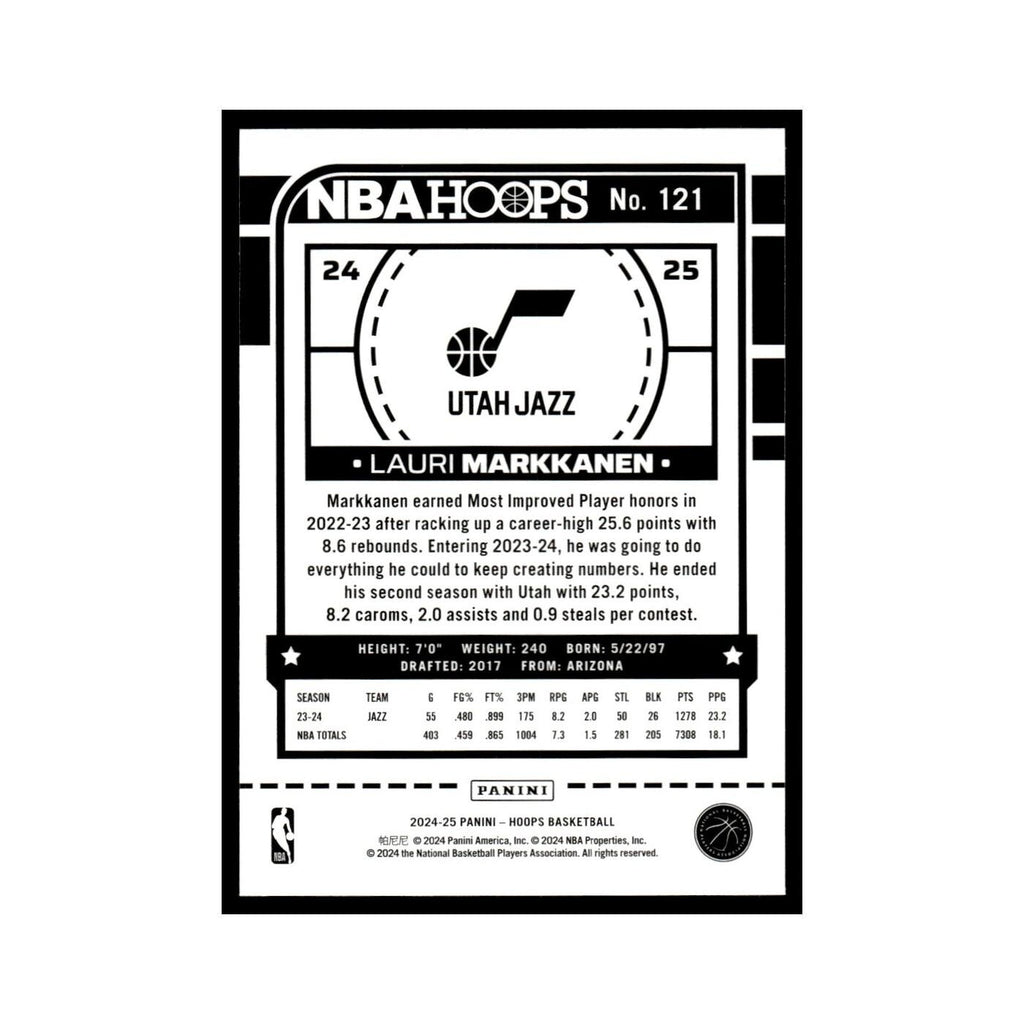 Lauri Markkanen 2024 NBA Hoops #121 Utah Jazz Basketball Card NM