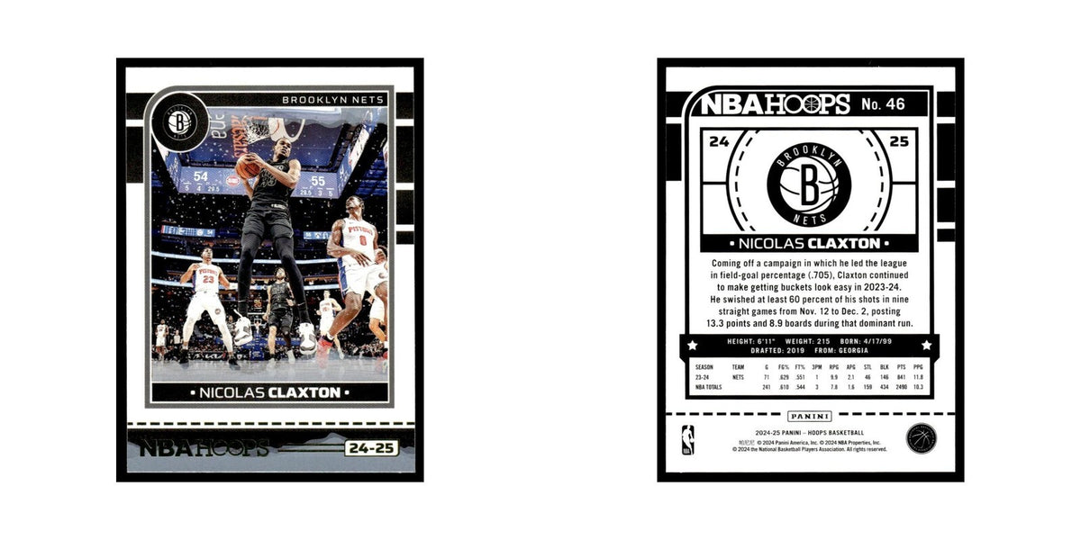 Nicolas Claxton 2024 NBA Hoops #46 Brooklyn Nets Basketball Card NM