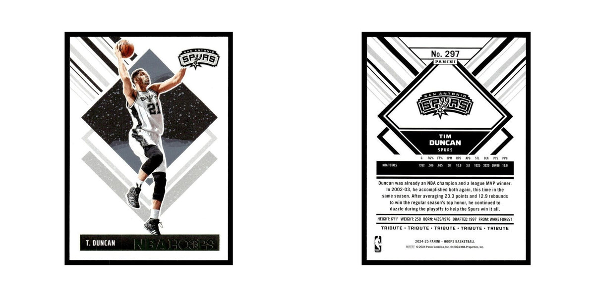 Tim Duncan 2024 NBA Hoops #297 San Antonio Spurs Basketball Card NM