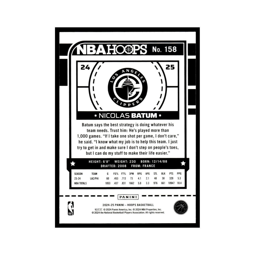 Nicolas Batum 2024 NBA Hoops #158 Los Angeles Clippers Basketball Card NM