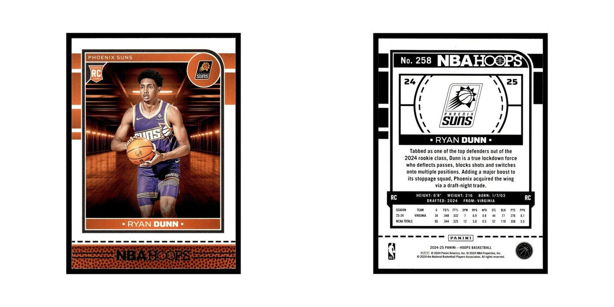 Ryan Dunn Rookie 2024 NBA Hoops #258 Phoenix Suns Basketball Card NM