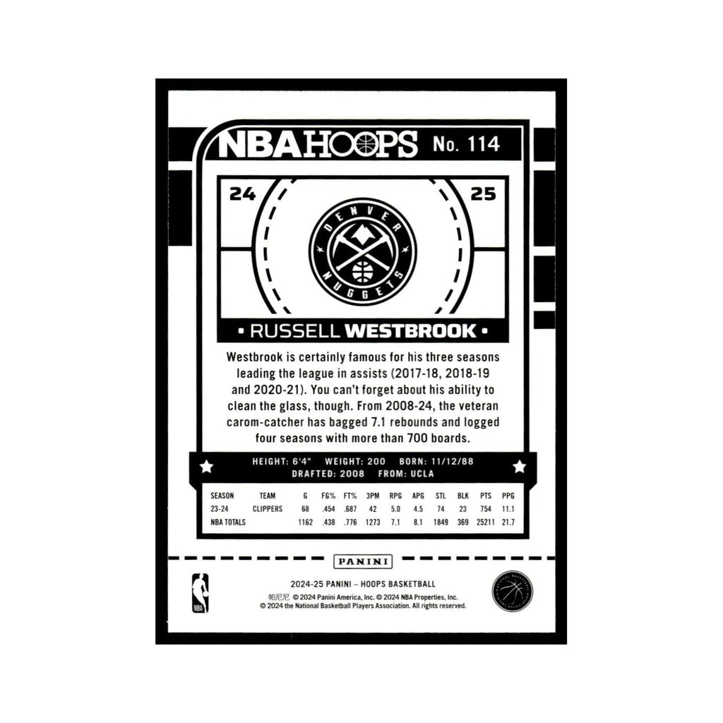Russell Westbrook 2024 NBA Hoops #114 Denver Nuggets Basketball Card NM