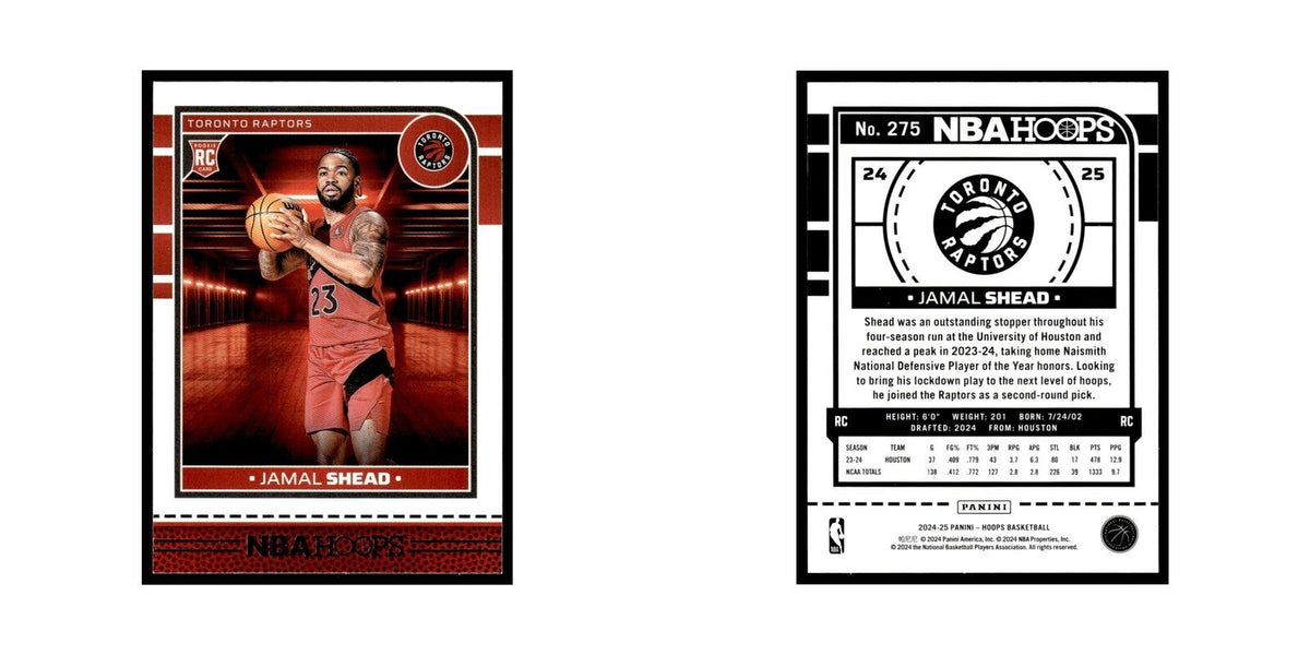 Jamal Shead Rookie 2024 NBA Hoops #275 Toronto Raptors Basketball Card NM